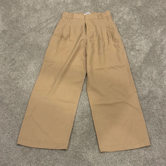 & Other Stories Tailored High Waist Trousers Cropped Beige Size 4 Like New - Picture 4 of 11